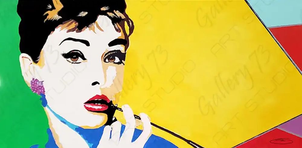 Audrey Hepburn - Breakfast at Tiffanys – acrylic on stretched canvas by Dennis R. Ling