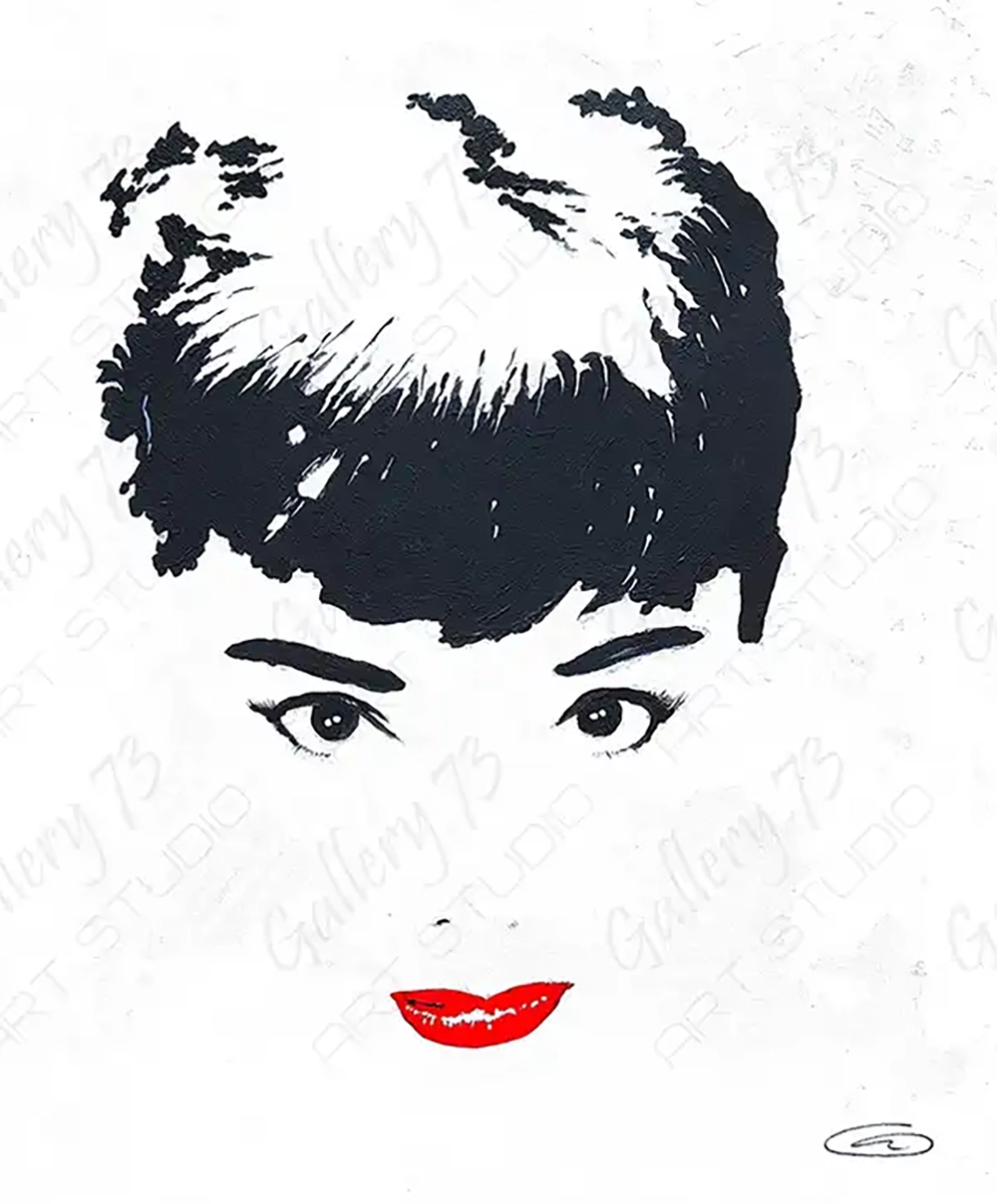 Audrey Hepburn – acrylic on stretched canvas by Dennis R. Ling