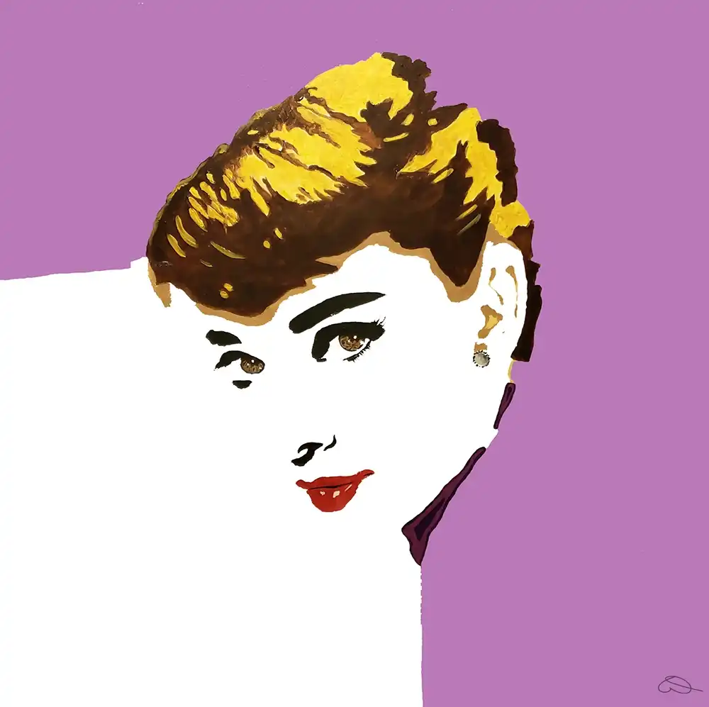 Audrey Hepburn – acrylic on stretched canvas by Dennis R. Ling
