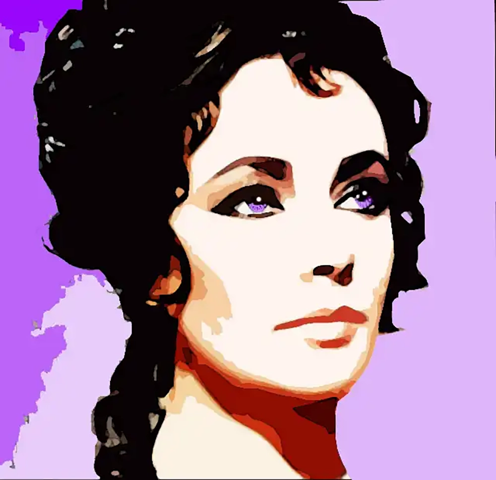 Elizabeth Taylor – acrylic on stretched canvas by Dennis R. Ling