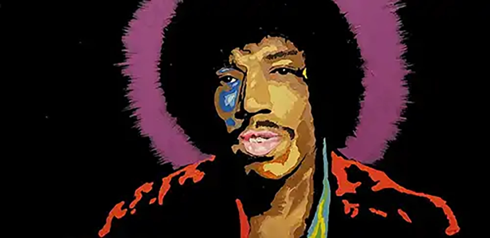 Jimi Hendrix - Purple Haze, an original acrylic artwork by Dennis R. Ling - Gallery 73