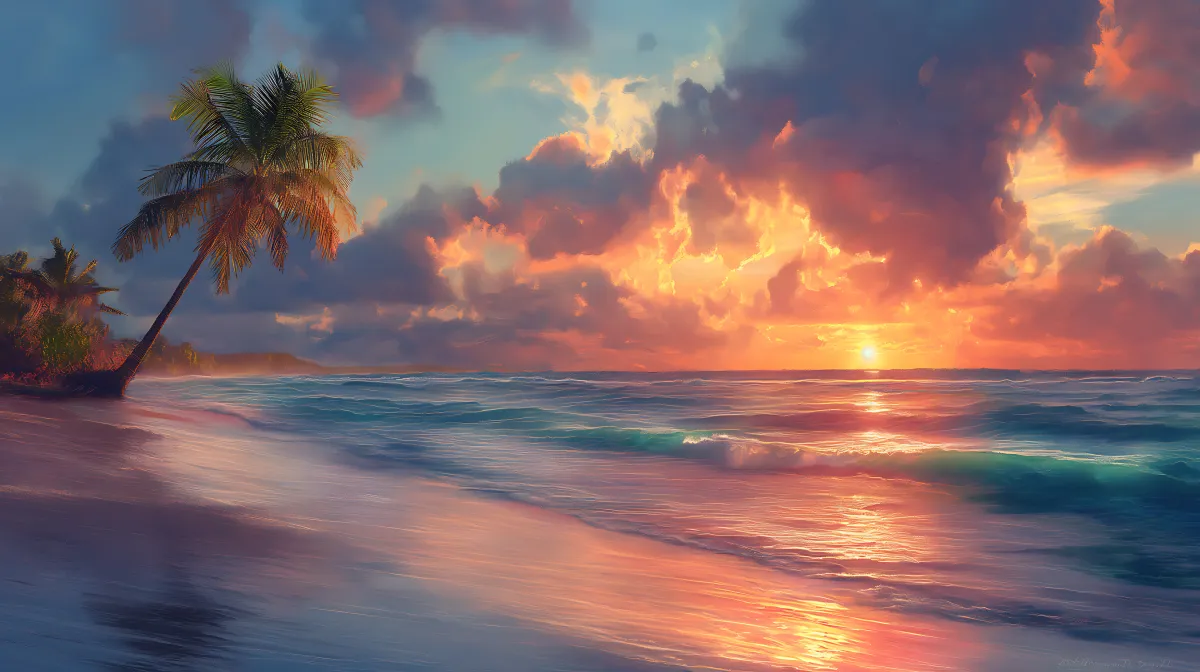 Lone Palm Tree � Seascape wallpaper by Dennis R. Ling