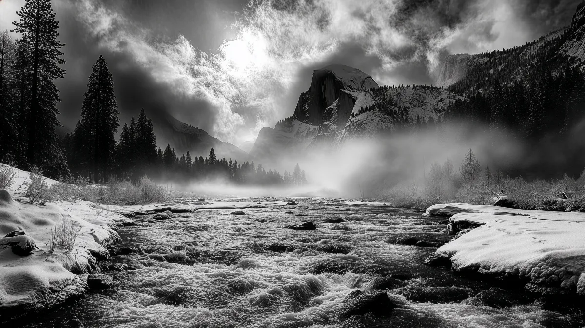 Halfdome � Winter wallpaper by Dennis R. Ling