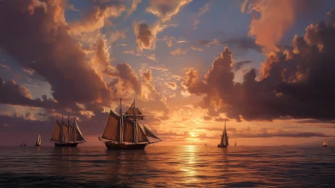 Schooners Off Maui � digital wallpaper by Dennis R. Ling