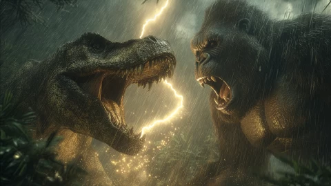 Rex Vs Kong � digital wallpaper by Dennis R. Ling