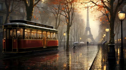 Paris Trolley � digital wallpaper by Dennis R. Ling