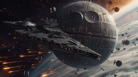 Death Star Battle – digital wallpaper by Dennis R. Ling