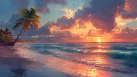 Lone Palm Tree � digital wallpaper by Dennis R. Ling