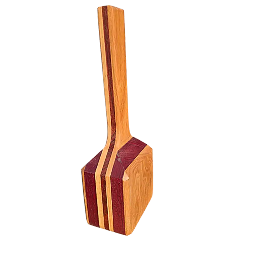 Hand-crafted dead weight mallet made from oak and padauk, with 20 ounces of lead inside by Dennis R. Ling