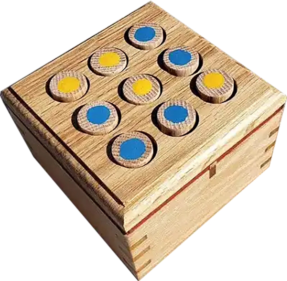 Hand-crafted Tic-Tac-Toe Game made from oak, padauk, and walnut by Dennis R. Ling