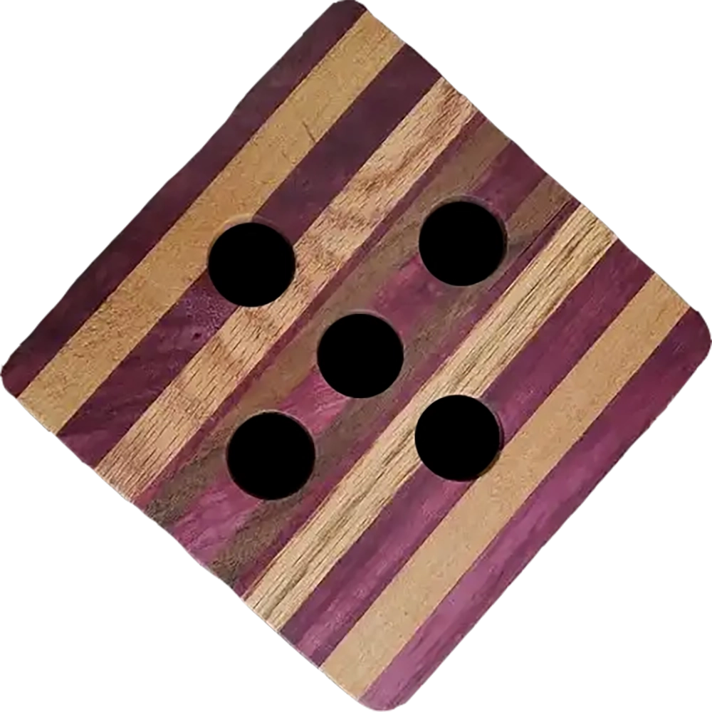 Hand-crafted trivet made from oak, padauk, and walnut by Dennis R. Ling